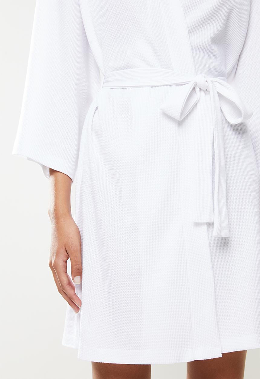Superbalist - Waffle knit robe - white