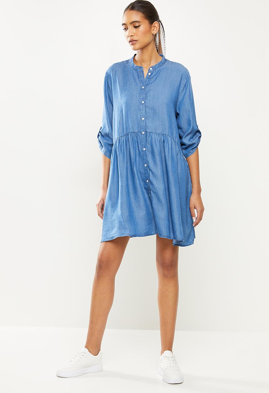 Jacqueline de Yong - Olivia 3/4 short dress - medium blue denim
