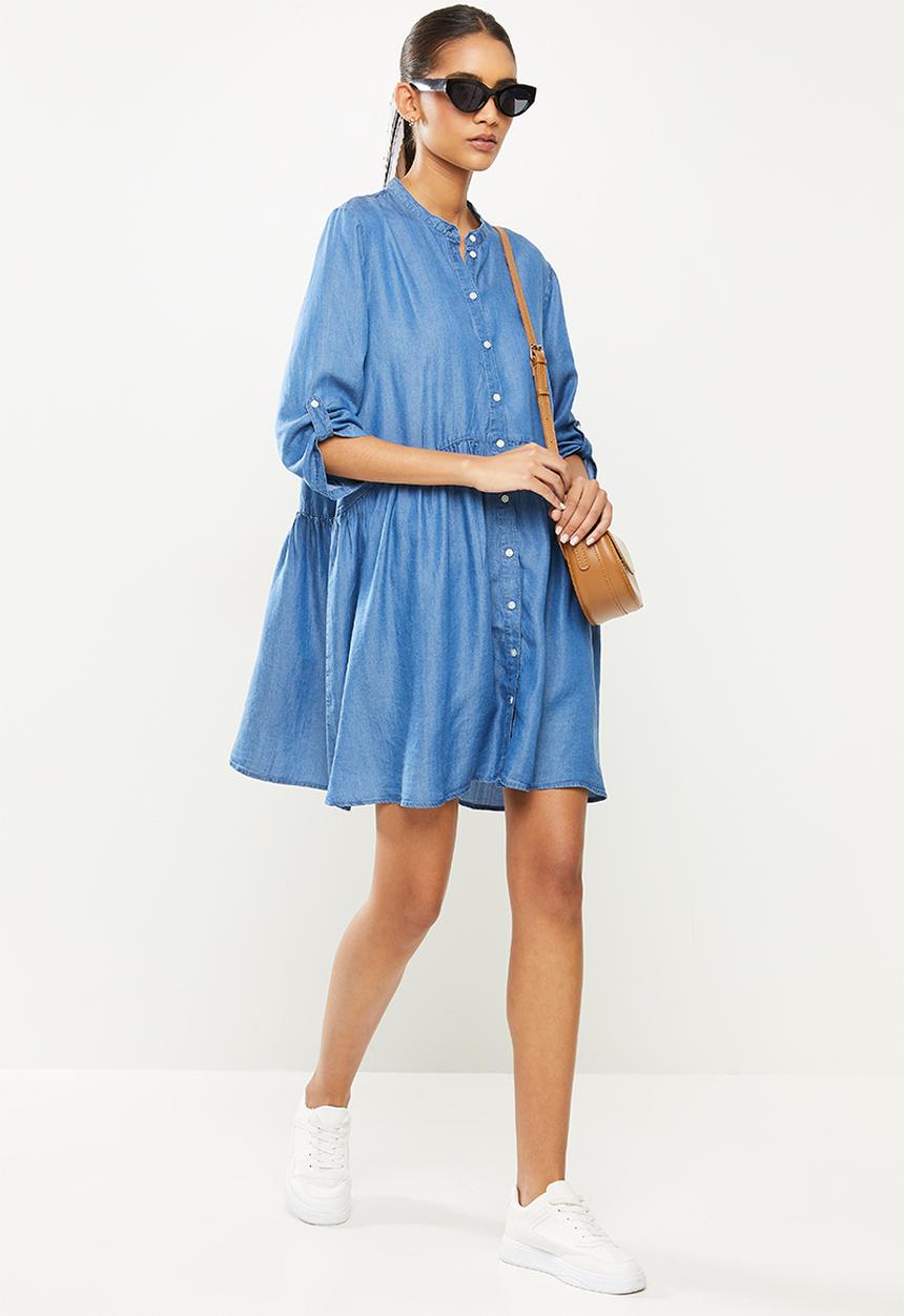 Jacqueline de Yong - Olivia 3/4 short dress - medium blue denim