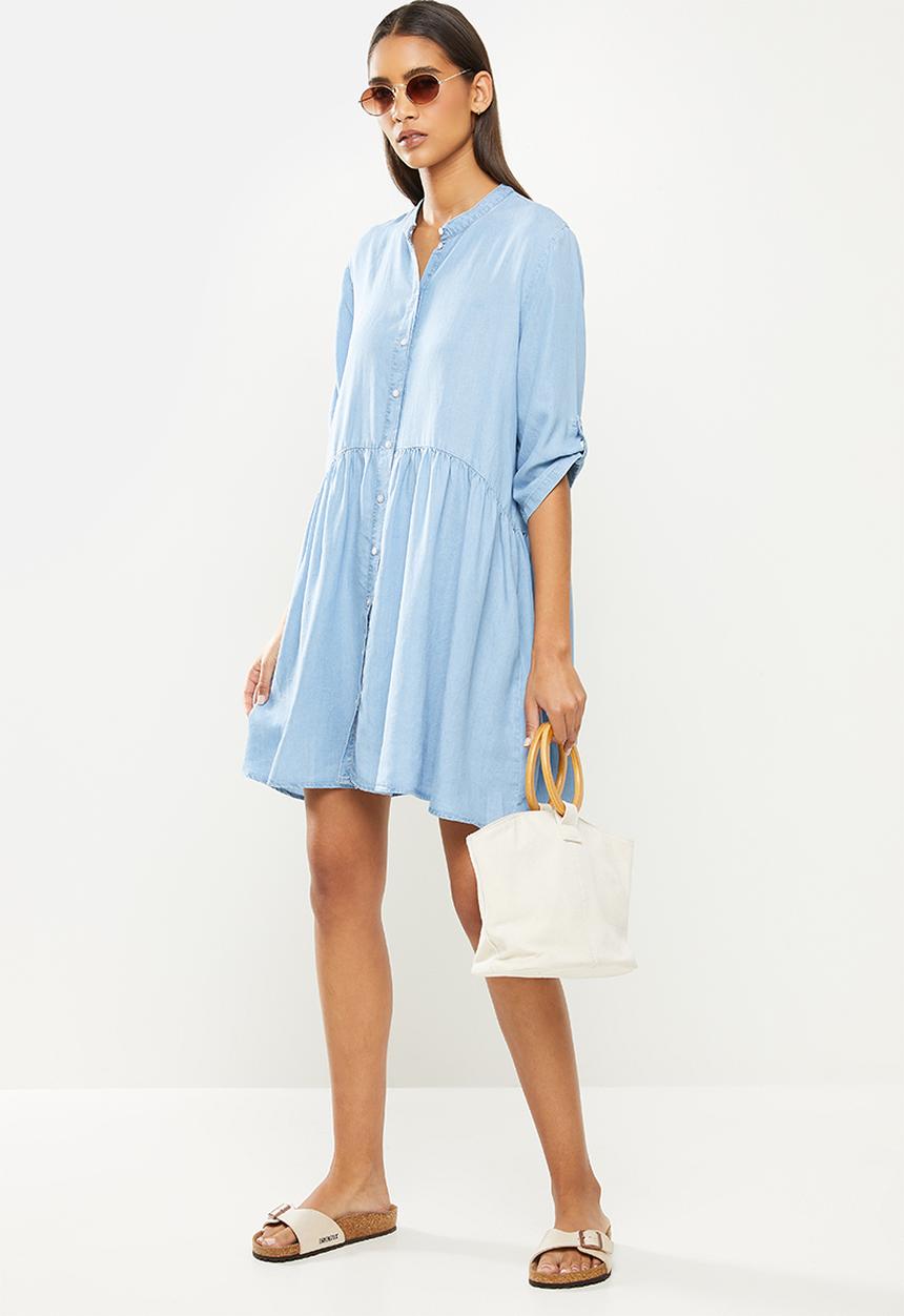 Jacqueline de Yong - Olivia 3/4 short dress - light blue denim