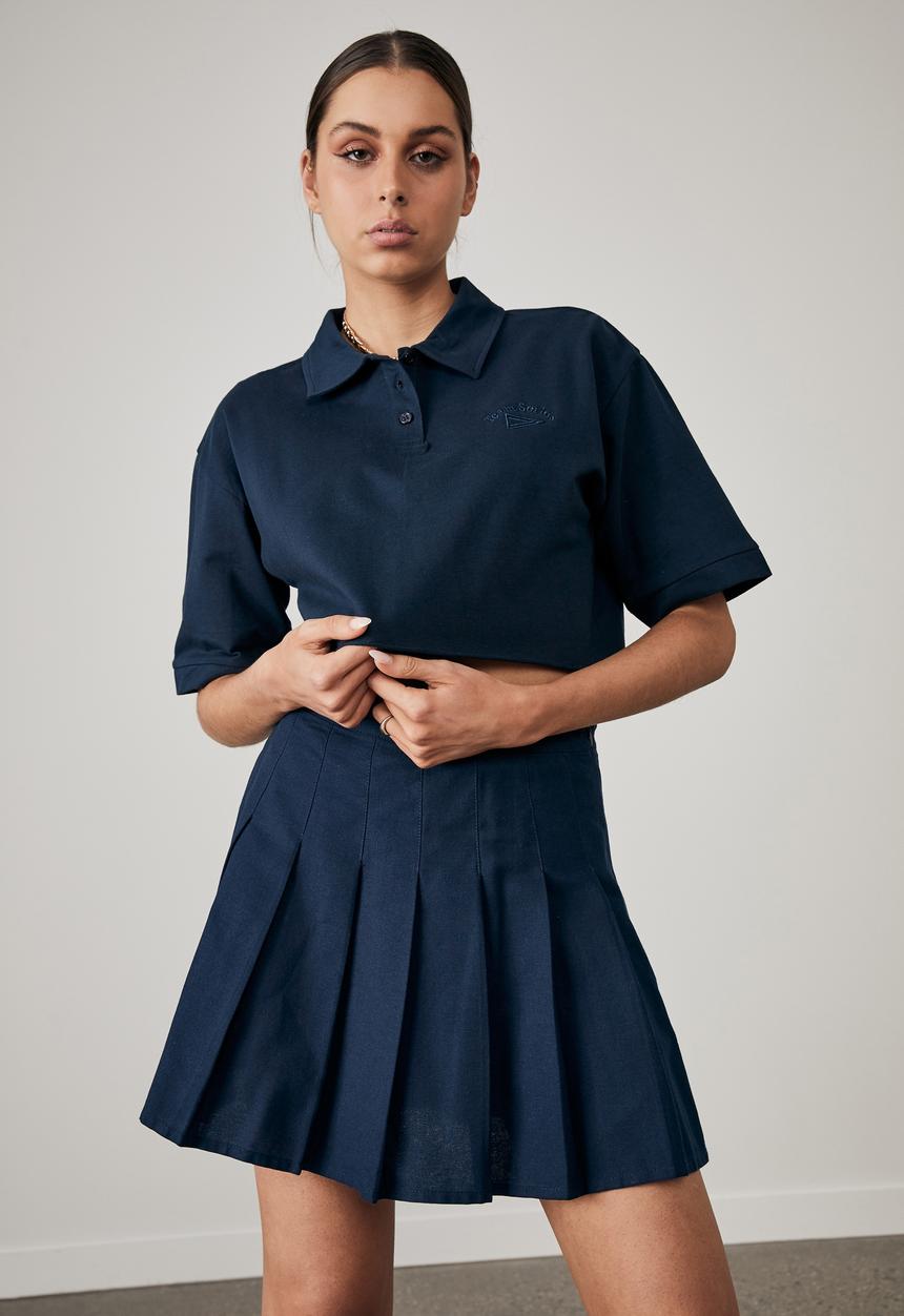 Factorie - Crop polo top - navy blazer