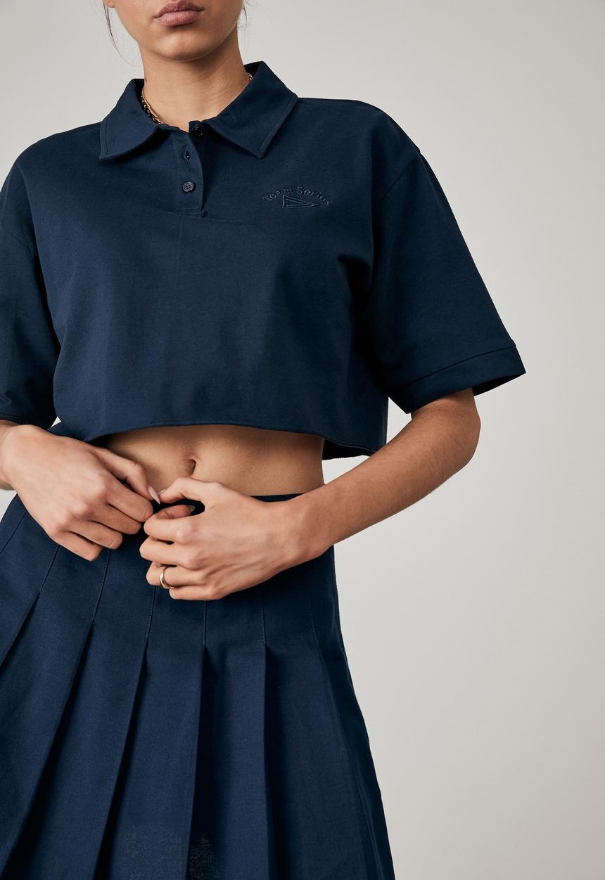 Factorie - Crop polo top - navy blazer