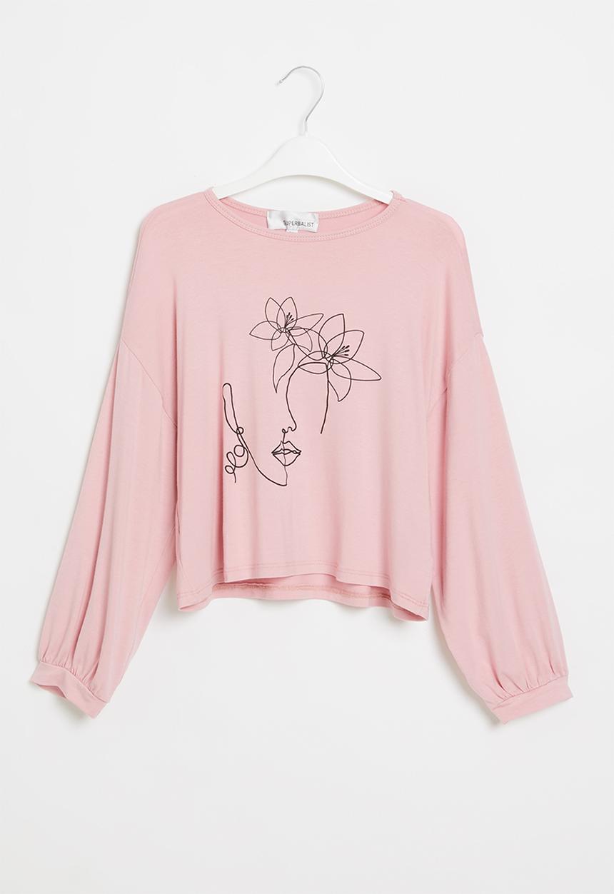 Superbalist - Girls upstyled printed tee - pink