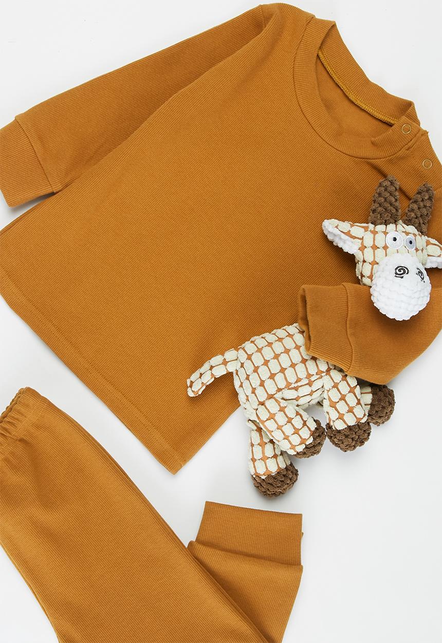Pop Candy - Baby loungewear top & pants set - brown