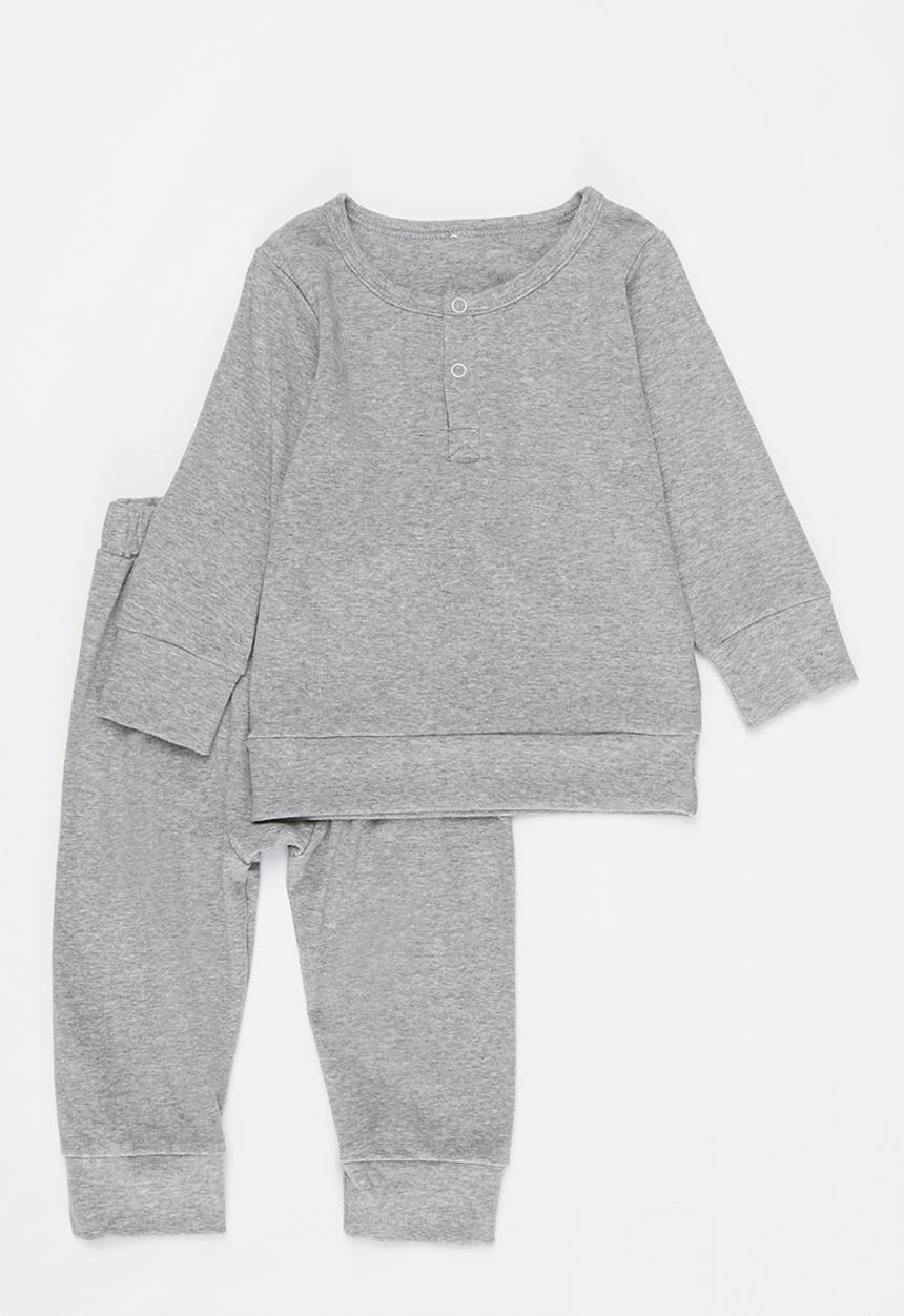 Pop Candy - Baby loungewear top & pants set - grey melange