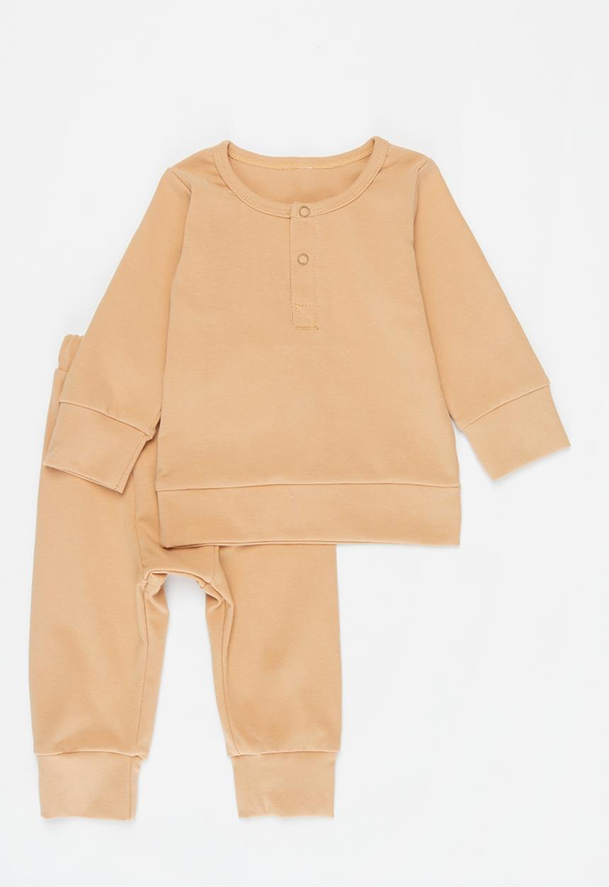 Pop Candy - Baby loungewear top & pants set - beige