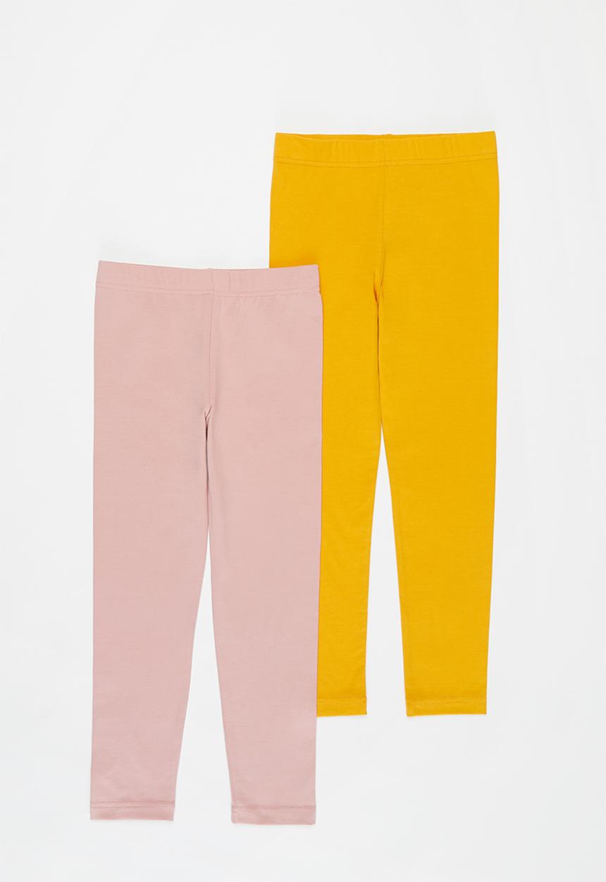 Pop Candy - Younger girls 2 pack leggings - dusty pink & mustard 