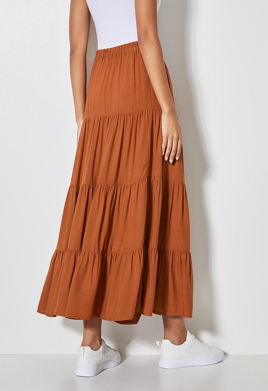 Superbalist - Tiered midi skirt - terracotta
