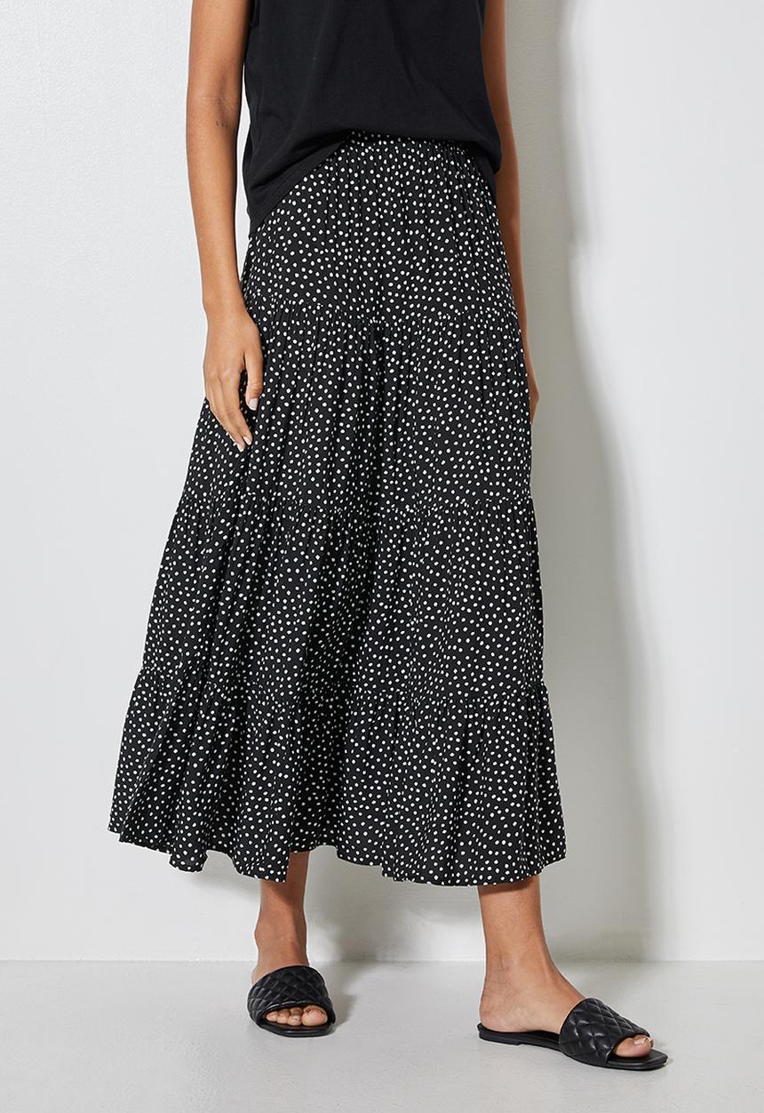 Superbalist - Tiered midi skirt - irregular spot