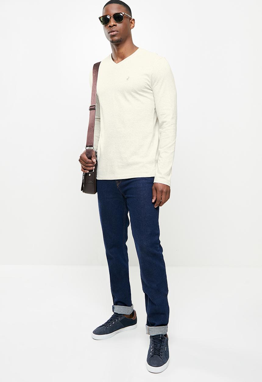 POLO - Peterson  v-neck tee - oatmeal melange