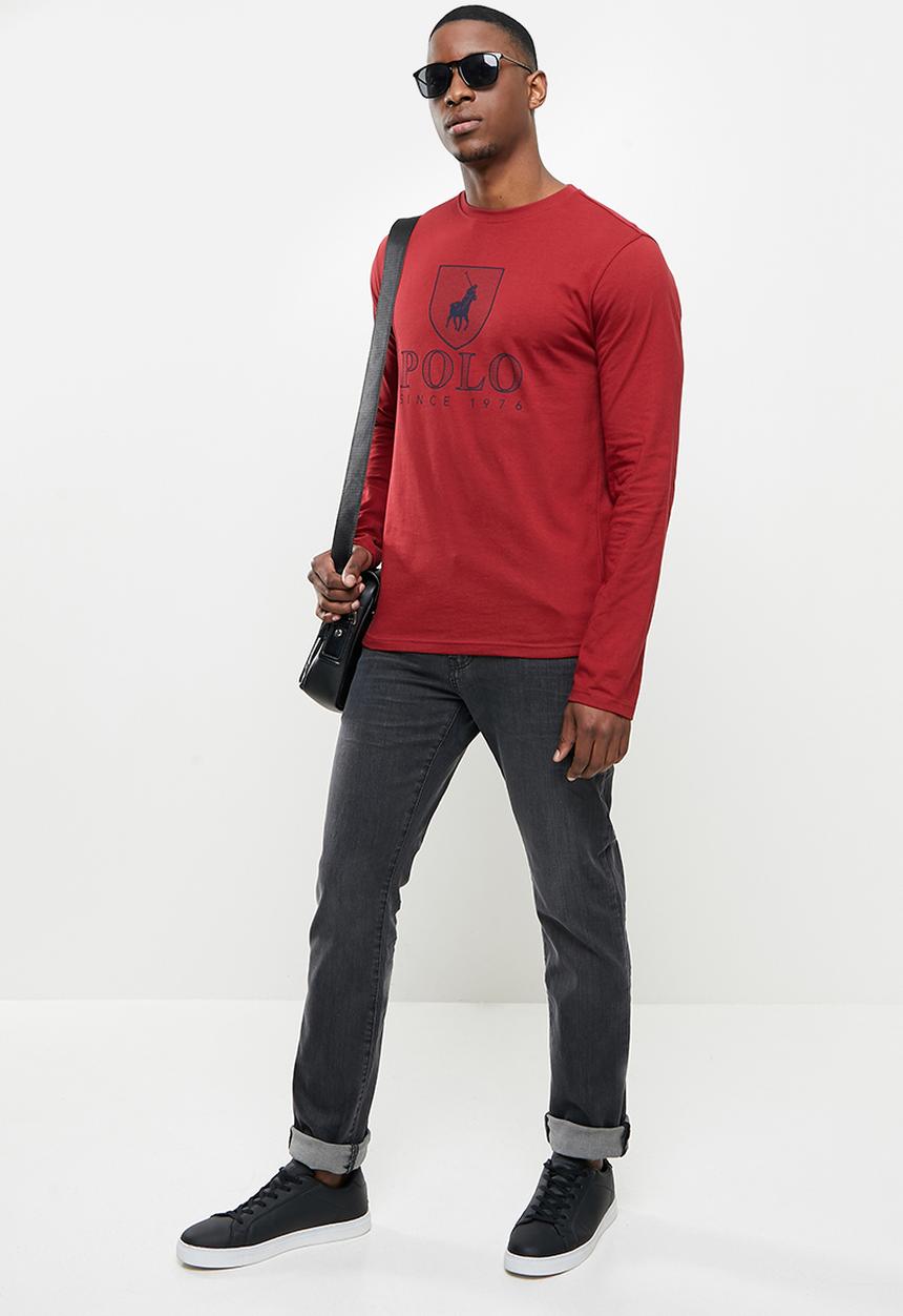 POLO - Cory crest crew neck  tee - crimson
