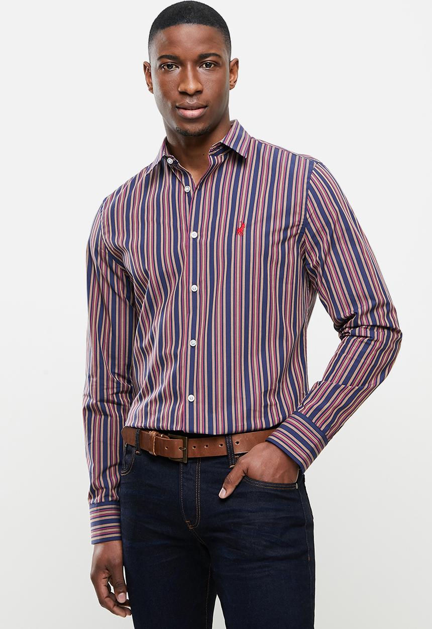 POLO - Adrian stripe  signature shirt - navy