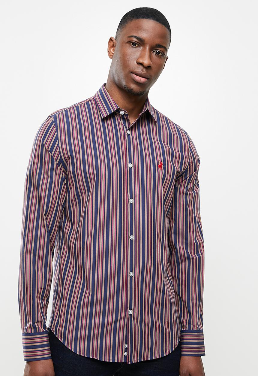 POLO - Adrian stripe  signature shirt - navy