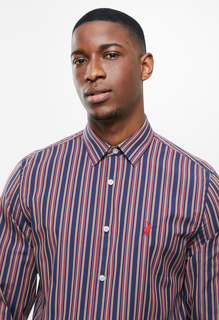 POLO - Adrian stripe  signature shirt - navy