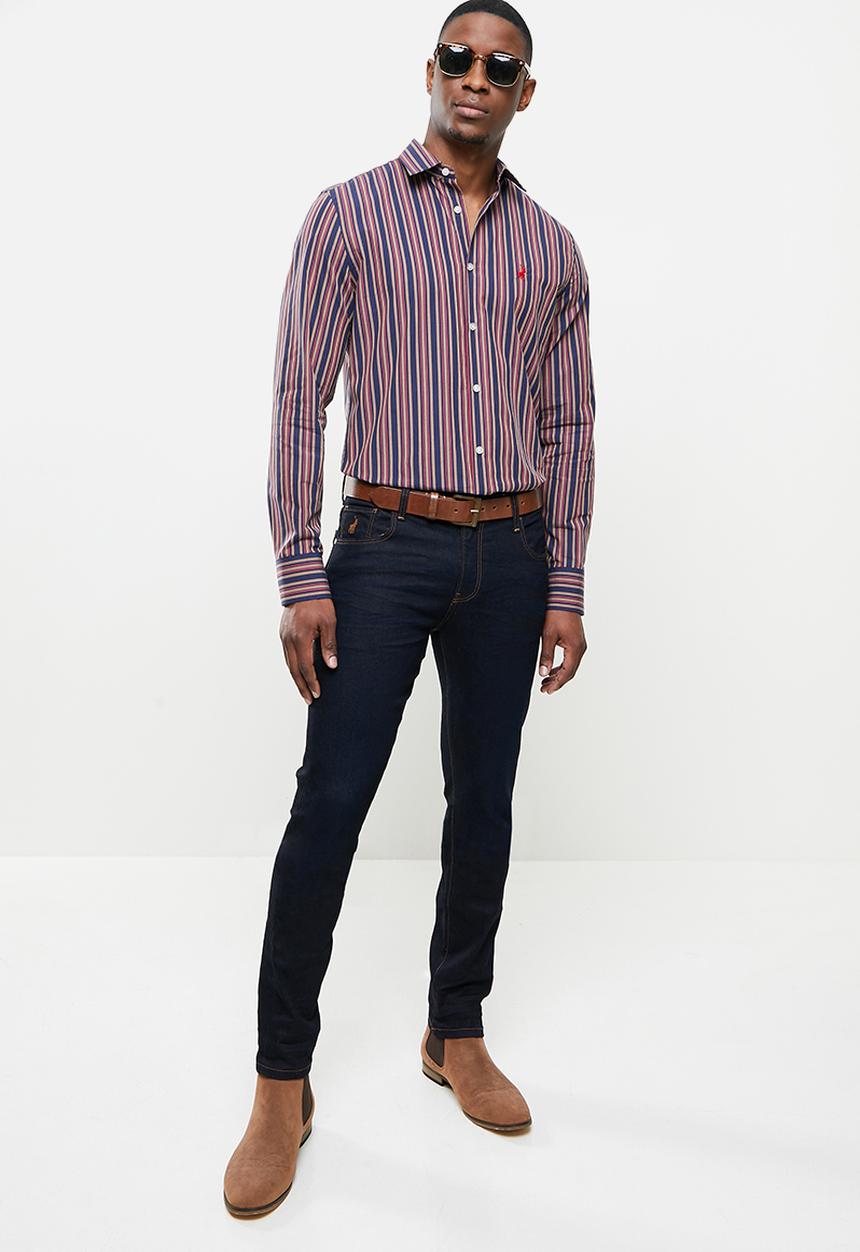 POLO - Adrian stripe  signature shirt - navy