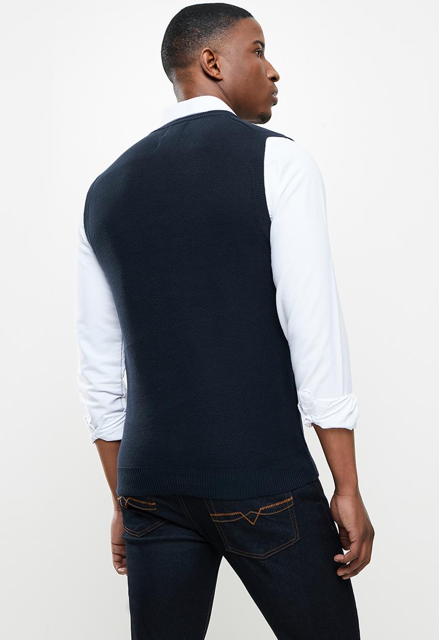 POLO - Levi sleeveless v-neck knit - navy