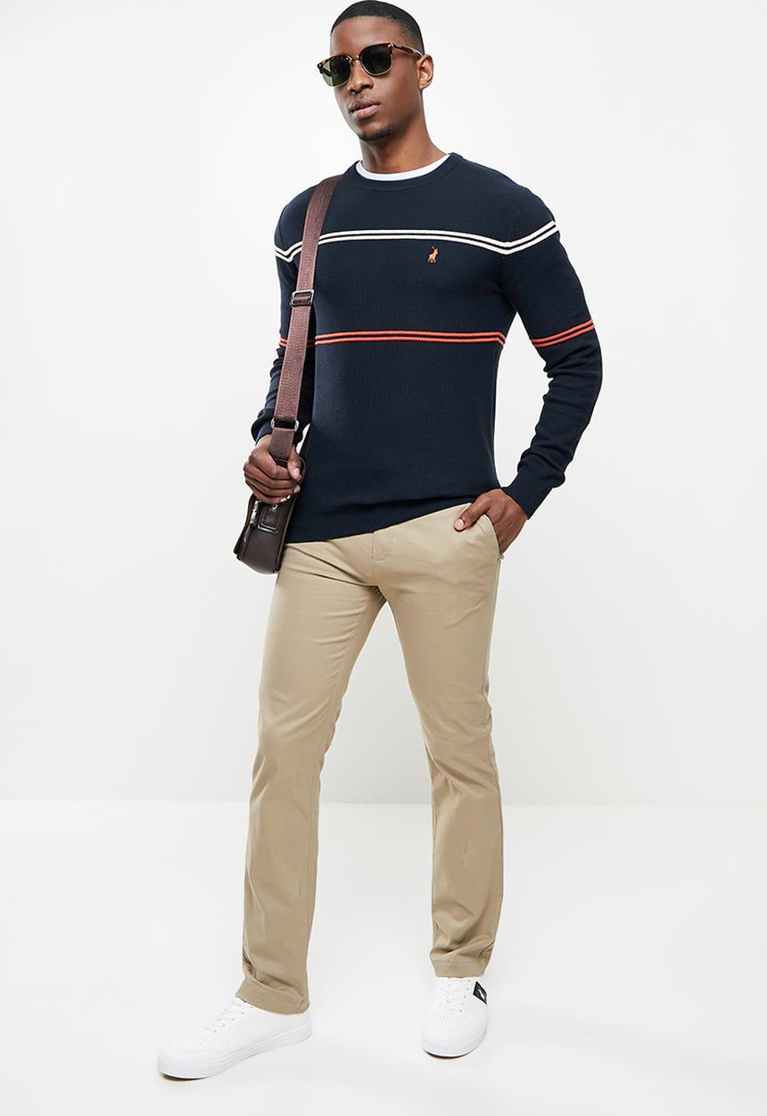 POLO - Roland stripe pique  knit - navy