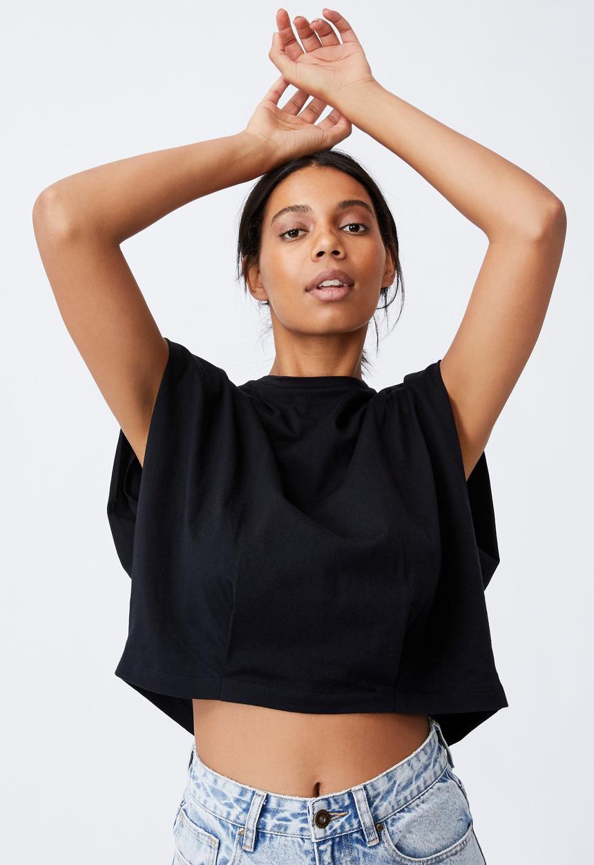 Cotton On - Form focus shoulder tank - black
