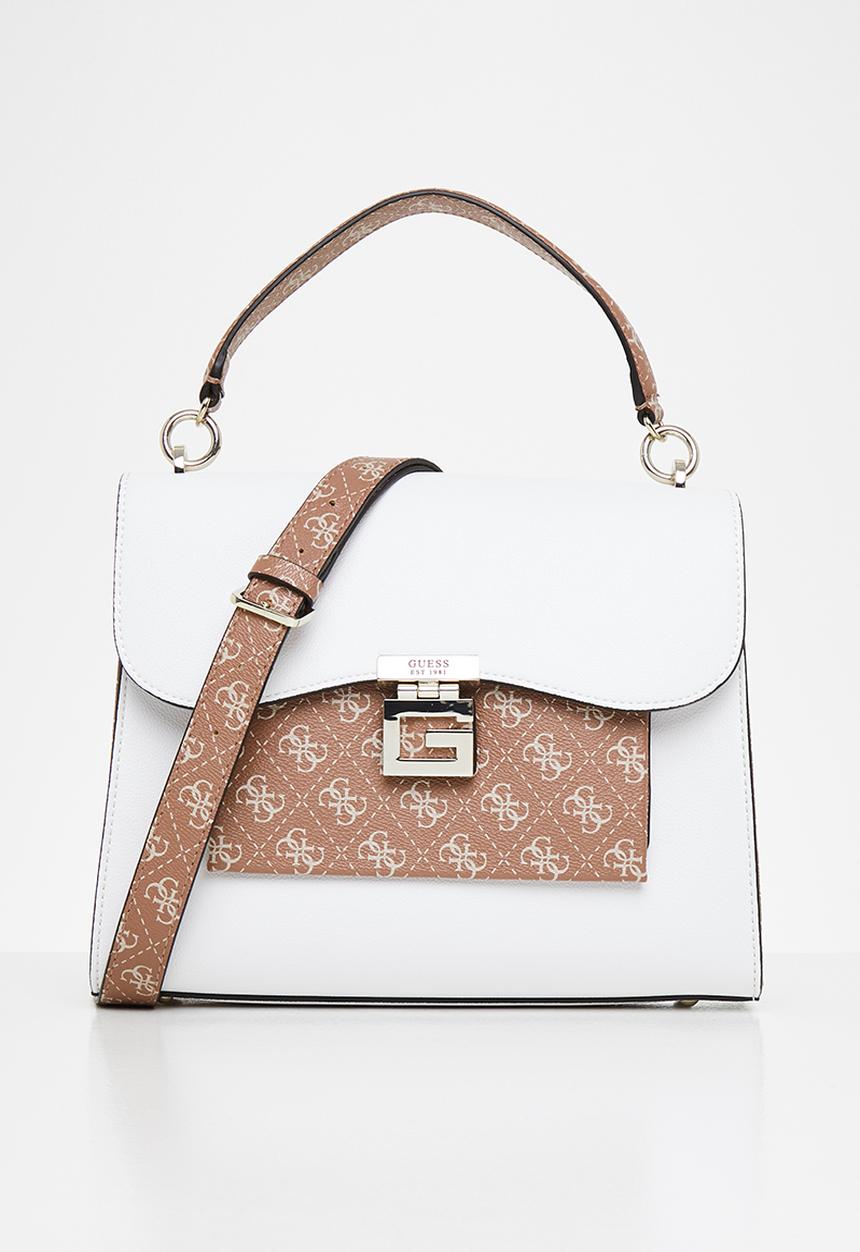 GUESS - Enrica top handle flap - cinnamon & white 