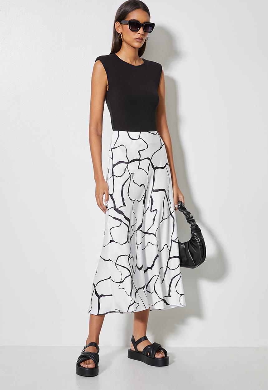 Superbalist - Long midi slip skirt - squiggle print