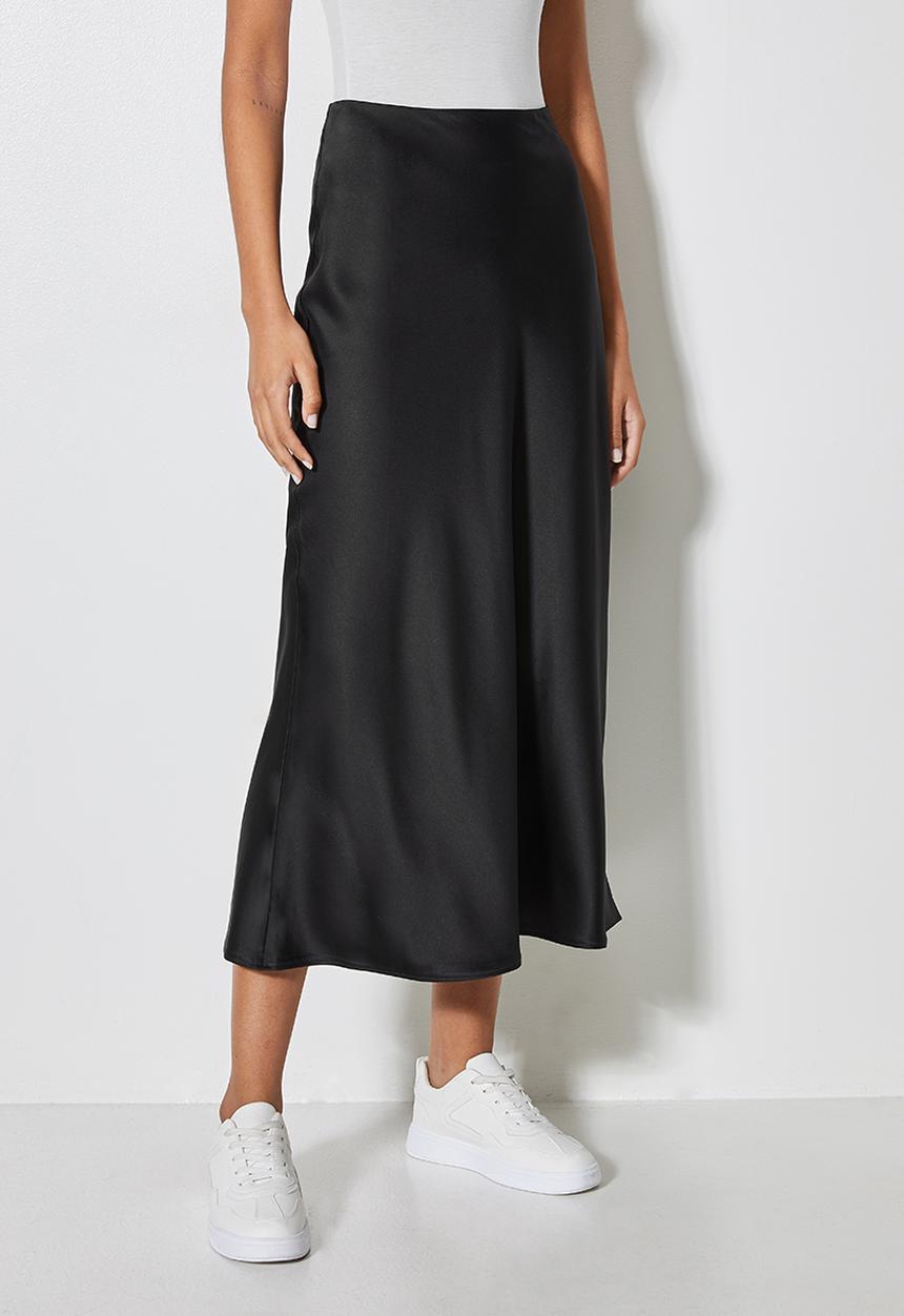 Superbalist - Long midi slip skirt - black