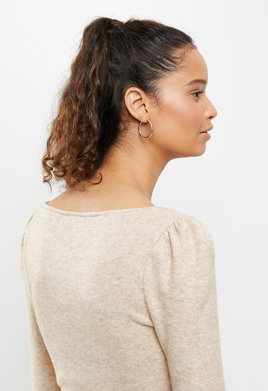 Blake - Cut & sew crop top - beige
