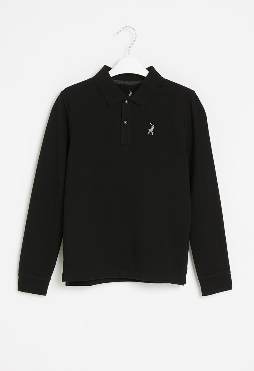 POLO - Boys robert long sleeve golfer - black
