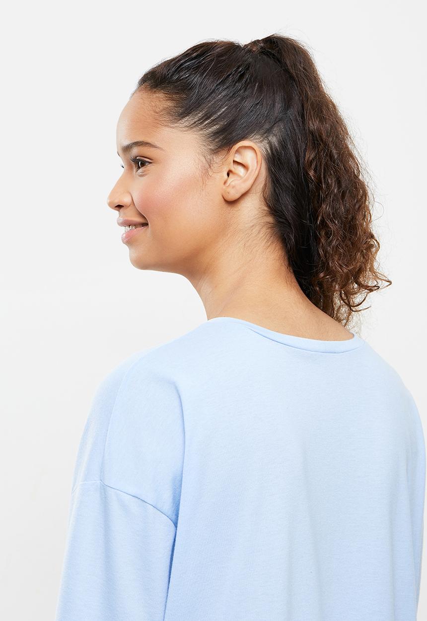 Blake - Printed long sleeve sleepset tee - blue