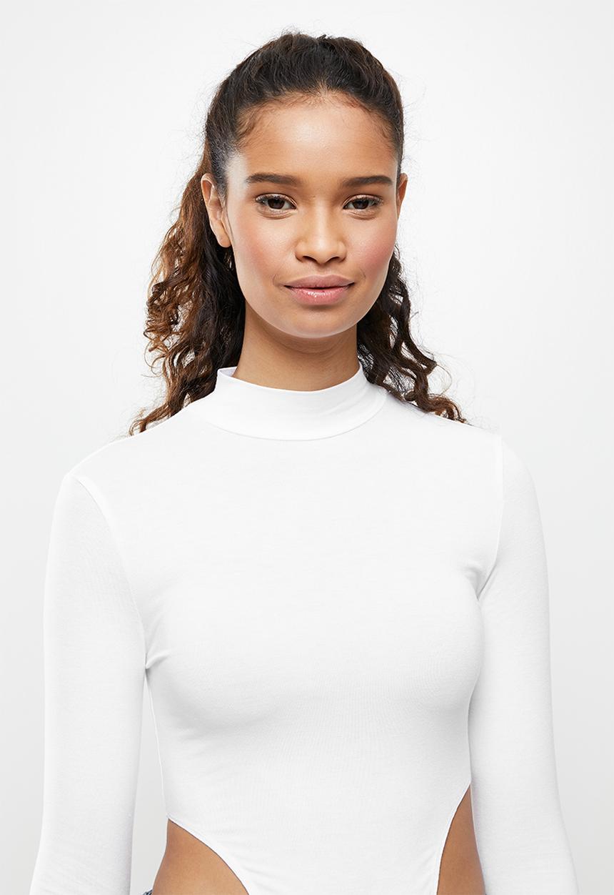 Blake - Hi cut turtle neck bodysuit - white