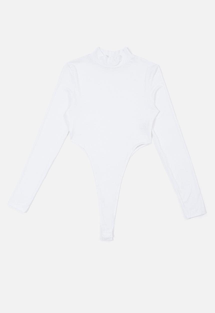 Blake - Hi cut turtle neck bodysuit - white