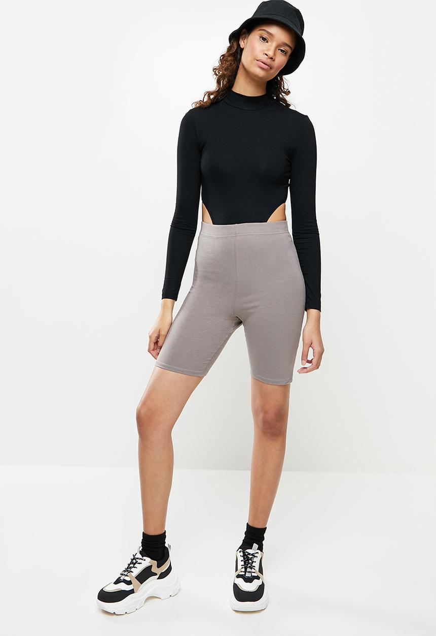 Blake - Hi cut turtle neck bodysuit - black