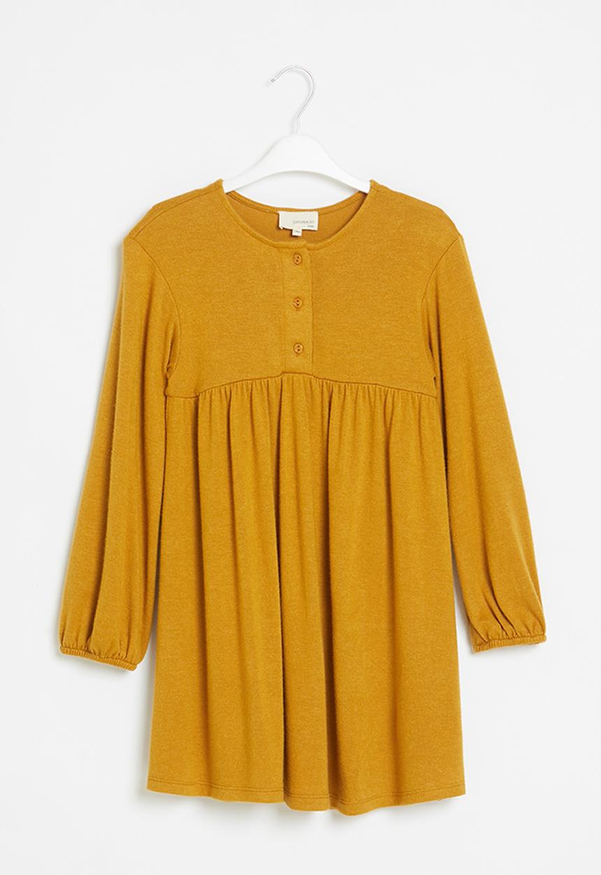 Superbalist Kids - Knitted dress with button detail - mustard