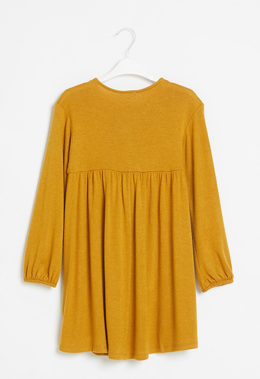 Superbalist Kids - Knitted dress with button detail - mustard