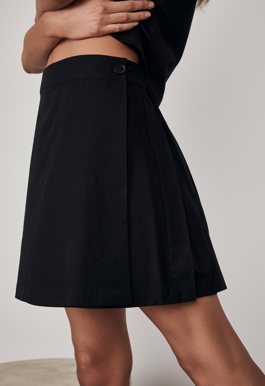 Factorie - Wrap pleated skirt - black