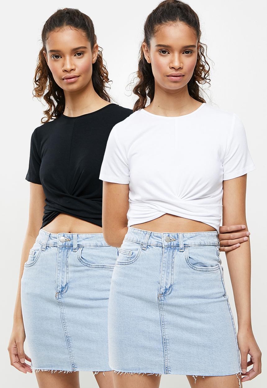 Blake - 2-pack wrap front tee - white & black