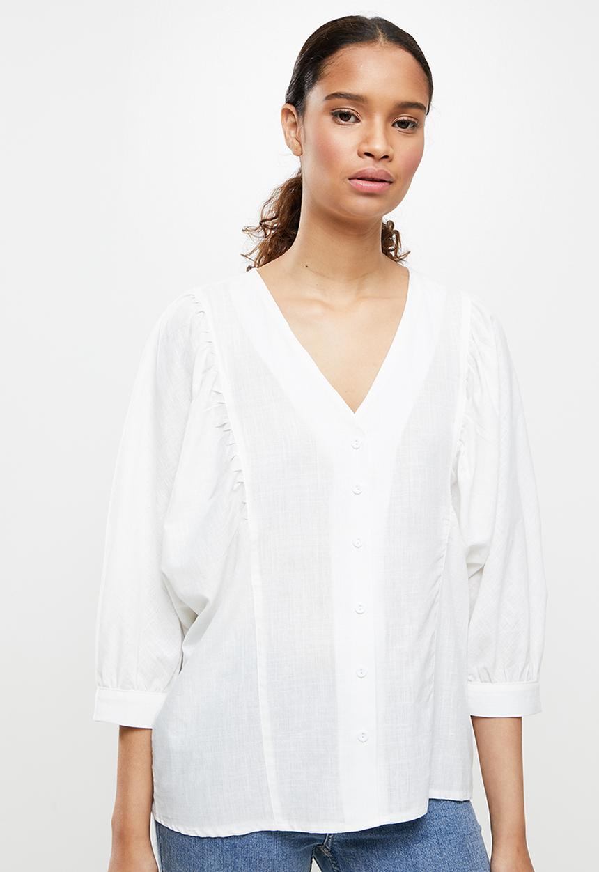 Trendyol - Balloon sleeves shirt - white