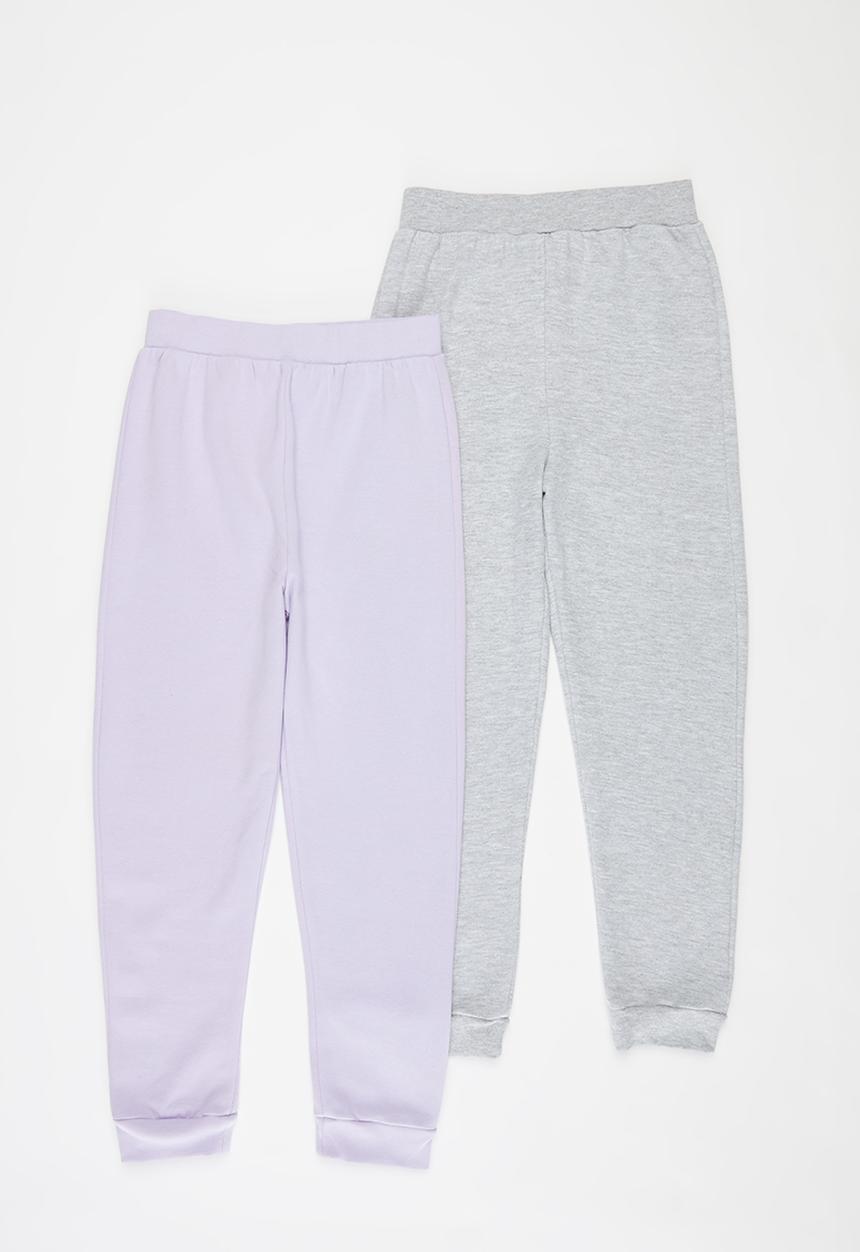 Pop Candy - Girls 2 pack joggers - purple & grey
