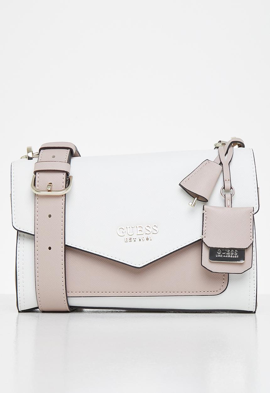 GUESS - Georgiana crossbody flap - stone & white 