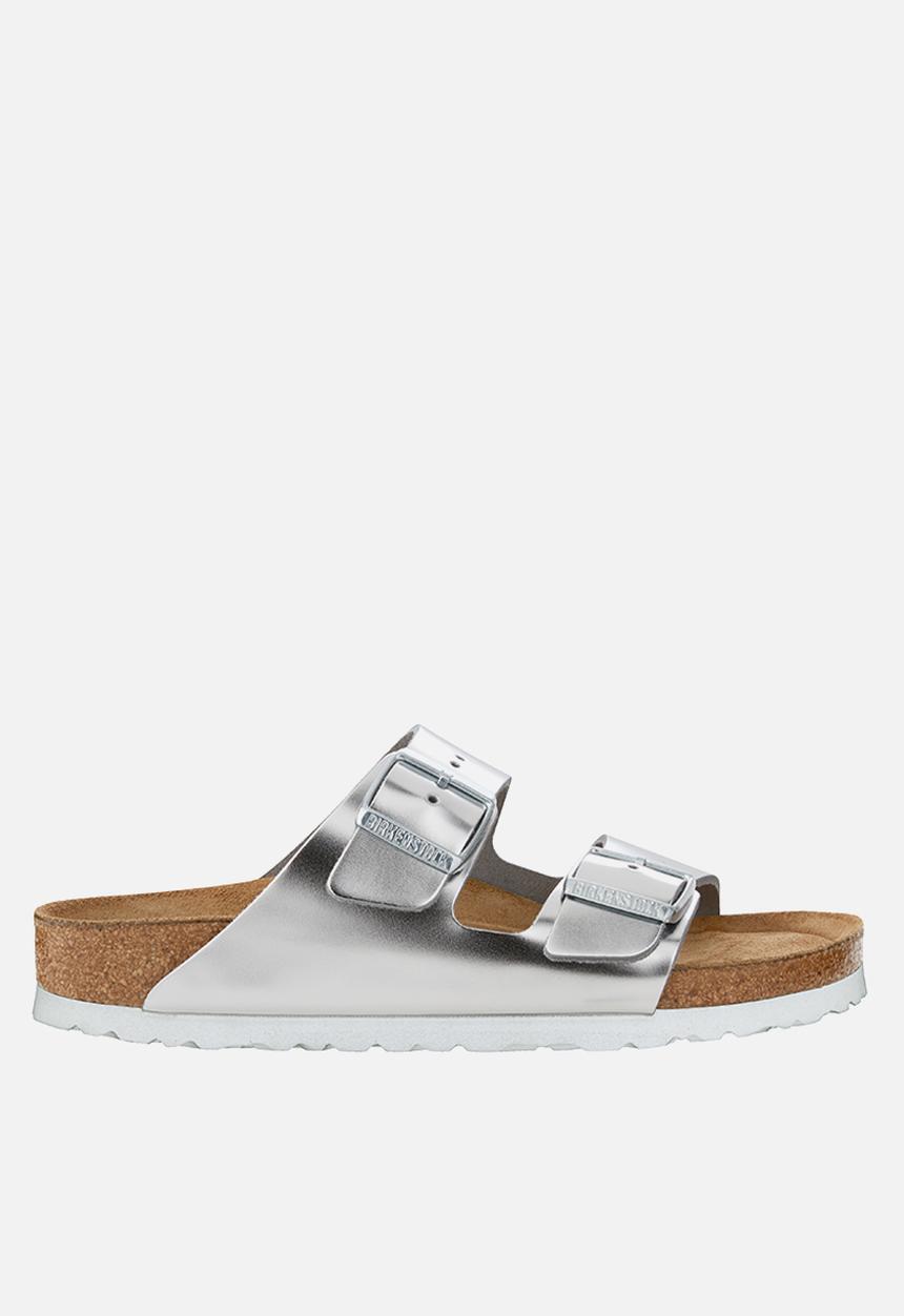 Birkenstock - Arizona sfb leather narrow - metallic silver