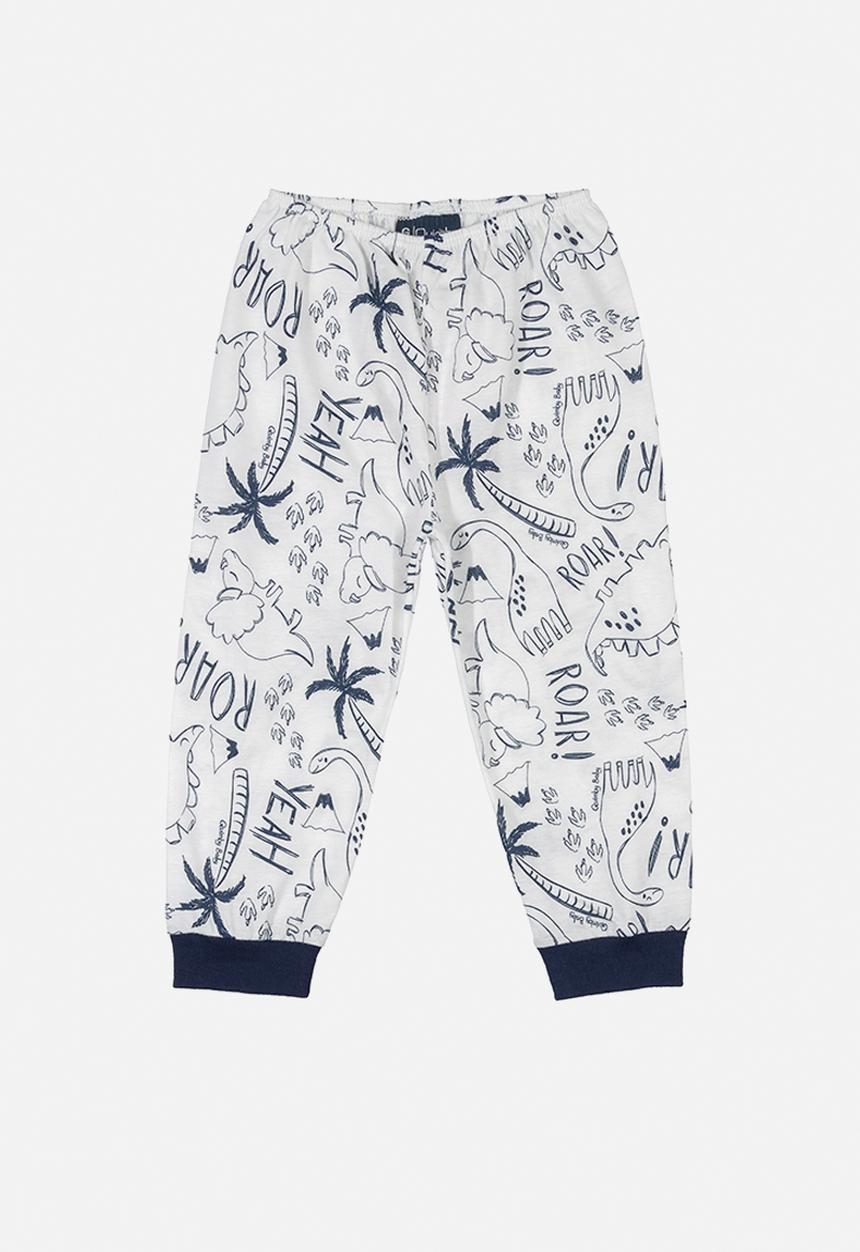Quimby - Baby boys animal pants - white & navy