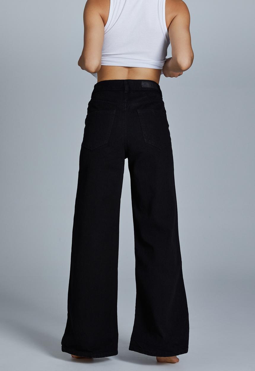 Cotton On - Petite wide leg jean - black