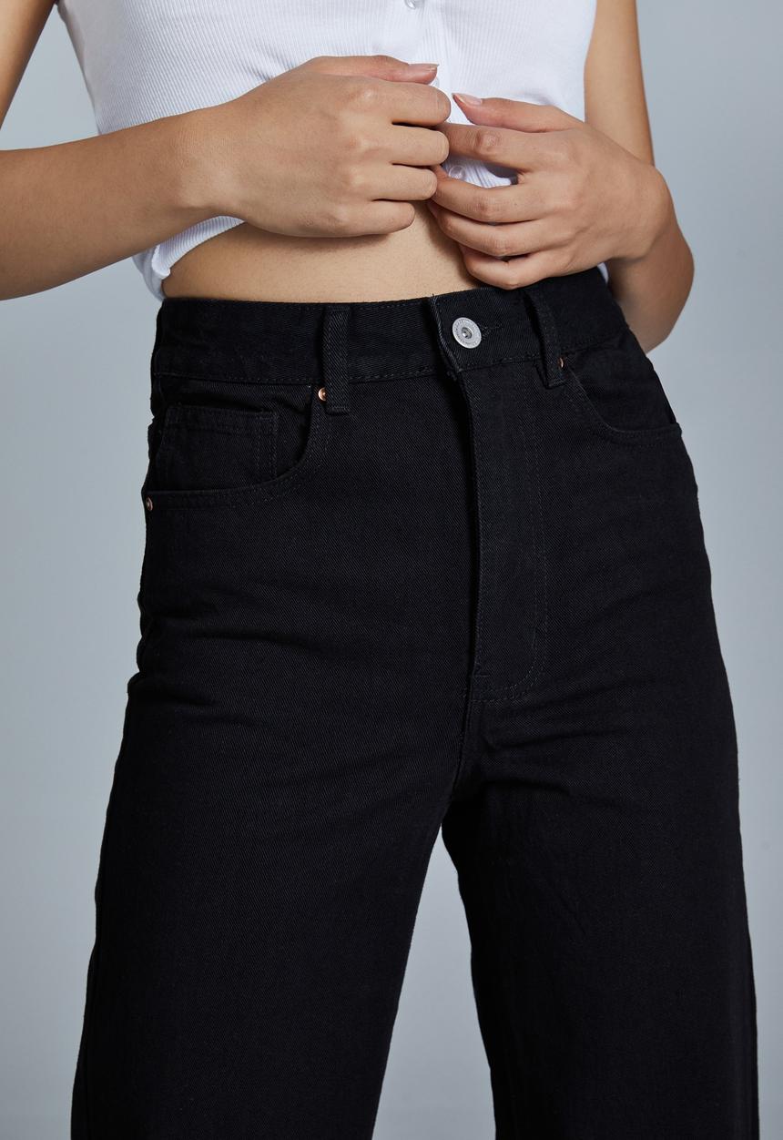 Cotton On - Petite wide leg jean - black