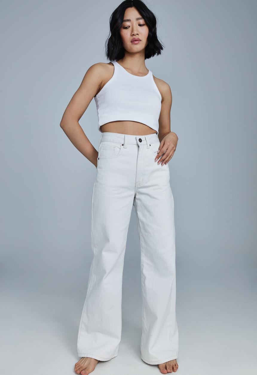 Cotton On - Petite wide leg jean - white