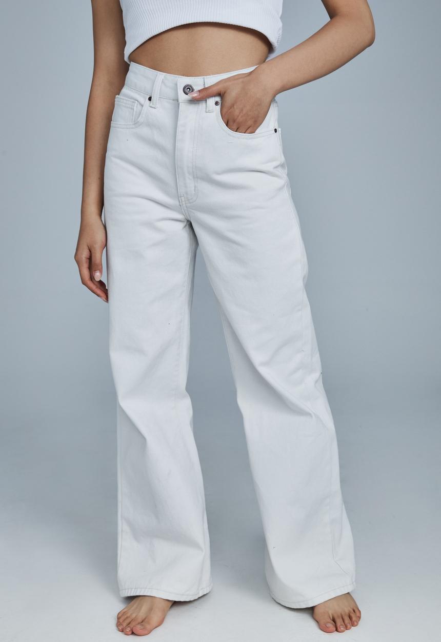 Cotton On - Petite wide leg jean - white