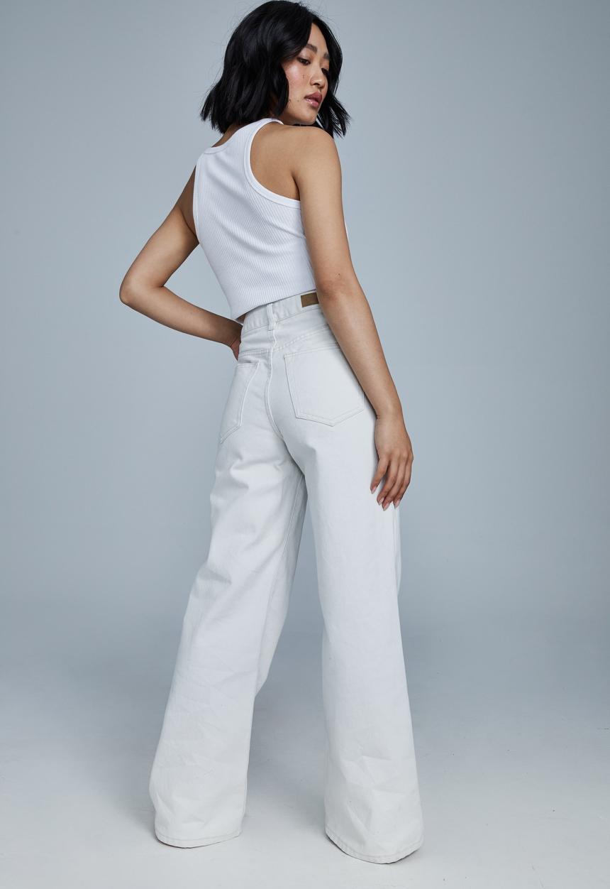 Cotton On - Petite wide leg jean - white