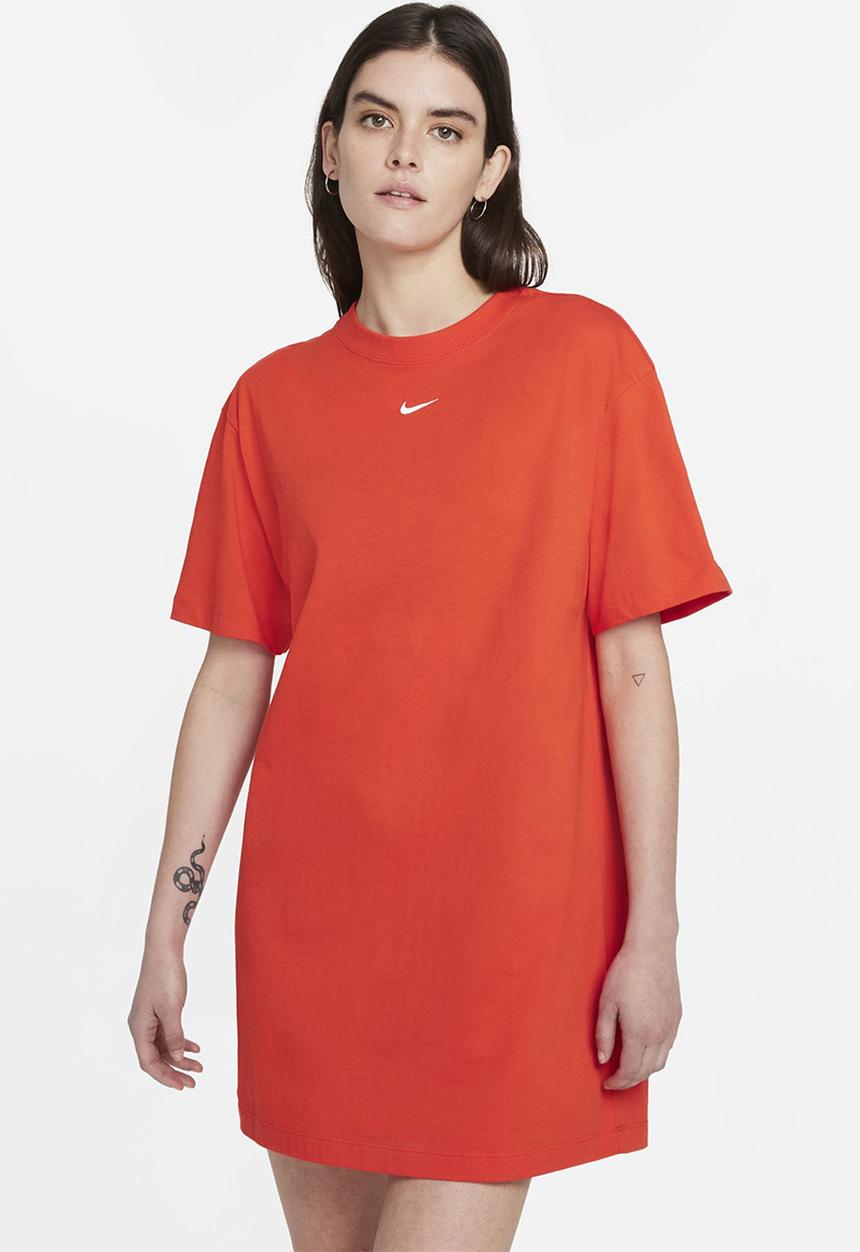 Nike - Nsw essntl short sleeve dress - chile red/white