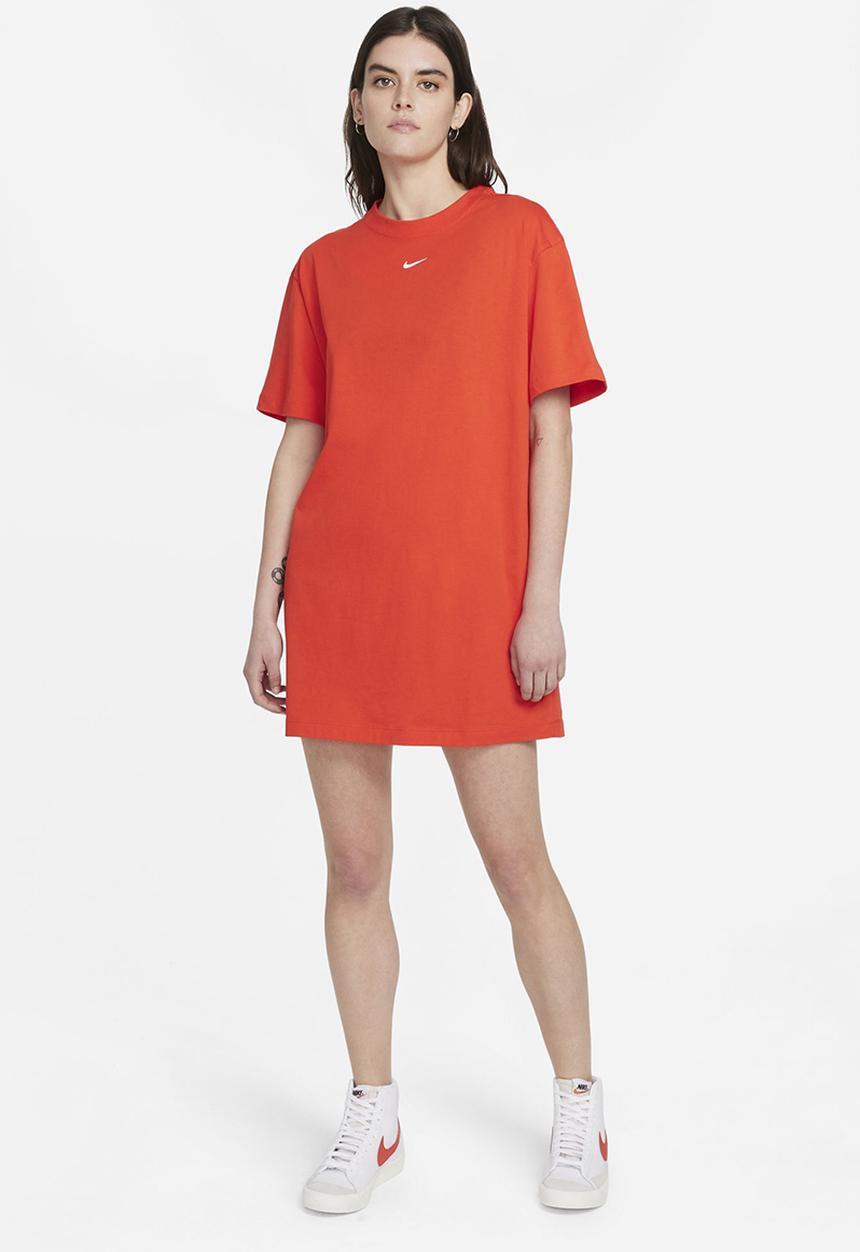 Nike - Nsw essntl short sleeve dress - chile red/white