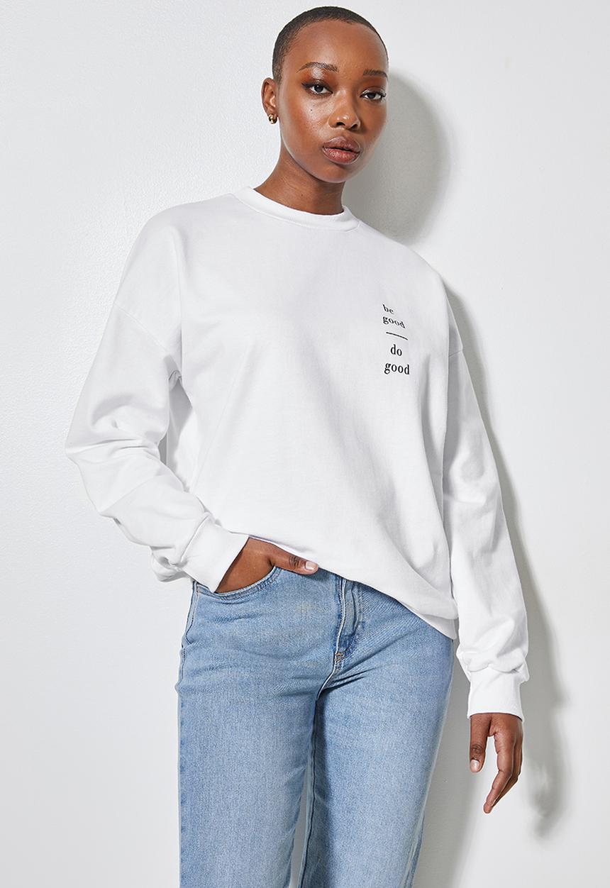 Superbalist - Slogan crew sweat - white