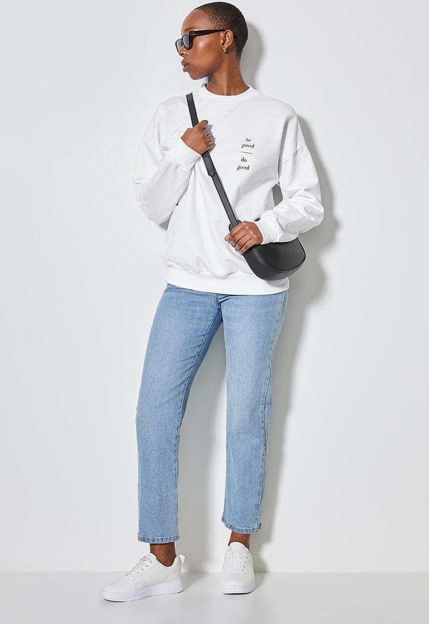 Superbalist - Slogan crew sweat - white