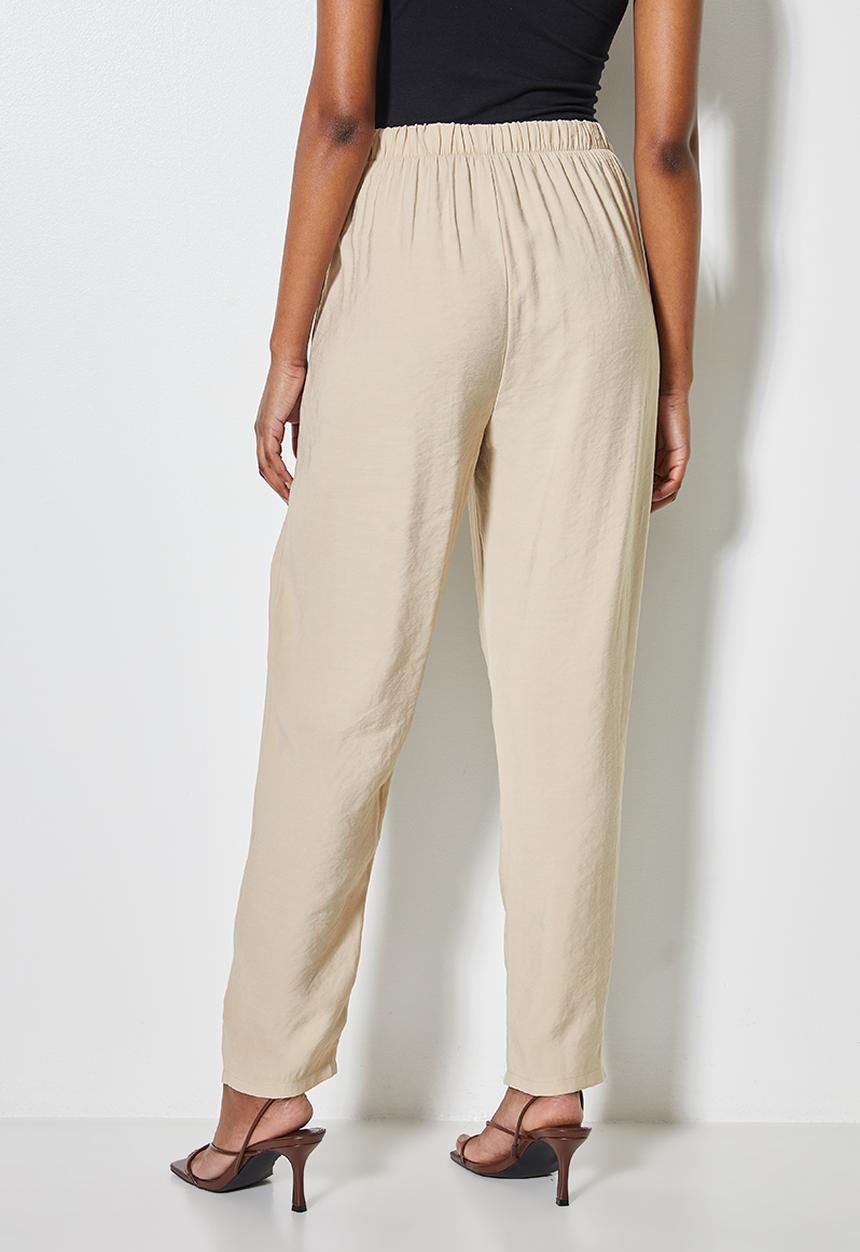 VELVET - Wrap over front tapered pant - beige 